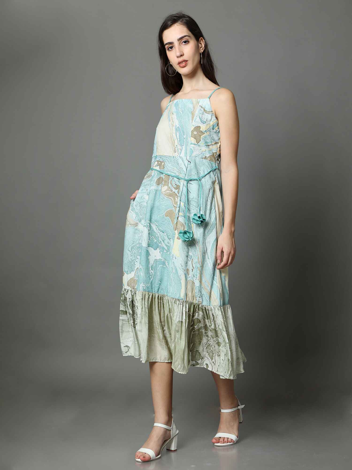 Isabella' Marble-dyed Vegan Silk Frill Dress – Amar Kosa